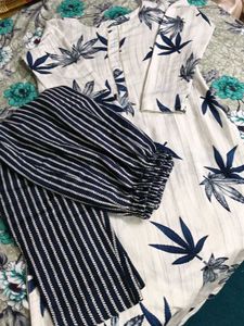 Unique Leaf Print Suit with Dupatta