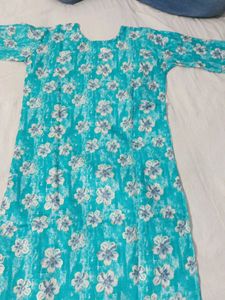 Turquoise Floral Print Kurti