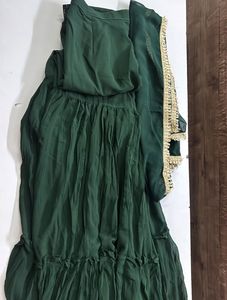 Elegant Emerald Green Kurta sharara Set