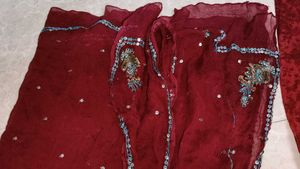 Embellished Red Kurta Set