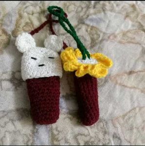 Handmade Crochet Lip Balm Holder &amp; Keychain Charm