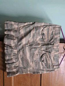 New Khaki Print Mini Skirt