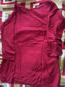 Maroon Kurta with White Embroidery
