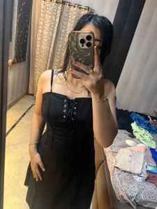 Black Lace-Up Mini Dress🦋