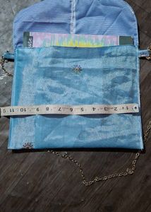 Elegant Blue Clutch Bag with Chain