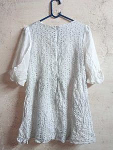 White Eyelet Tunic Top Layered