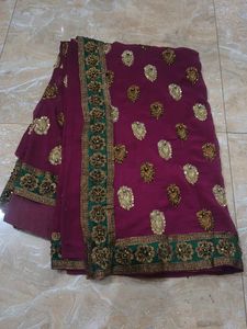 Embellished Magenta Saree