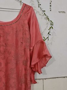 Elegant Pink Party Wear Umbrella Palazzo Suit