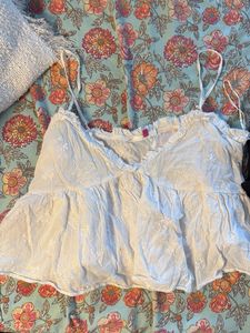White Embroidered Cami Top