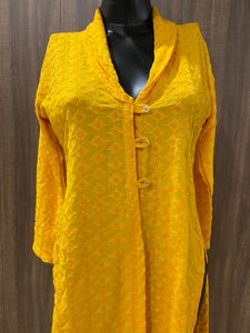 Yellow Embroidery Long Shrug