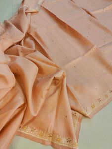 Peach pure katan silk saree