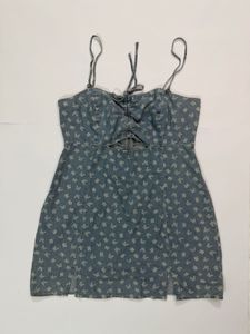 Blue Denim Floral Mini Dress