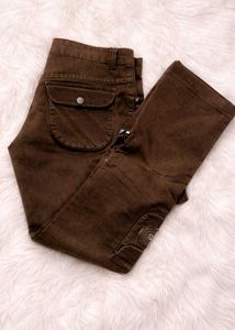 Brown Cargo Straight Fit Jeans