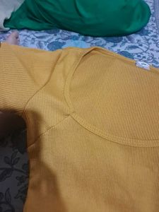 Mustard Yellow Ribbed Knit Top