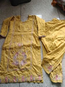 Yellow Kurta Set with Embroidery