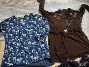 2 Girls Tops - Floral & Brown