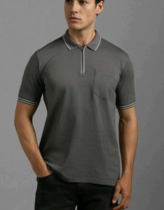 Louis Philippe Men's Grey Textured Polo Shirt