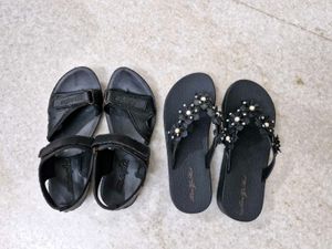 Black Sandals - 35 and Flip-Flops - 37