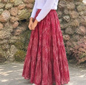 Bohemian Floral Tiered Maxi Skirt