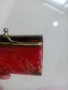 Vintage Red Floral Coin Pouch