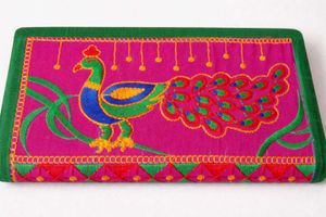 Embroidered Peacock Clutch Bag