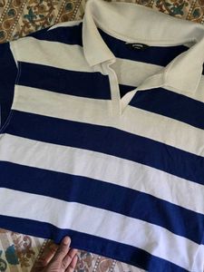 Classic Blue &amp; White Striped Polo Shirt