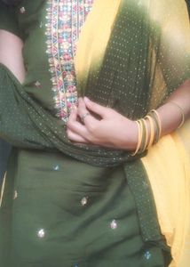 Elegant Olive Green Patiyala Set with Dupatta💫💚