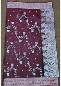 Elegant Maroon Embroidered Saree