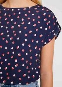 Women Navy Blue Polka Dot Top| Daily Wear Top