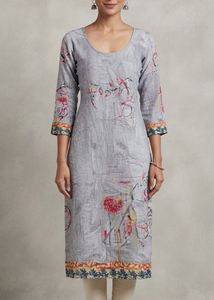 Grey Printed Kurta