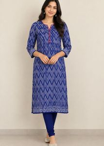Set of Beautiful Blue Print Kurta and leggings