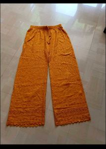 Yellow Chikankari Palazzo Pants