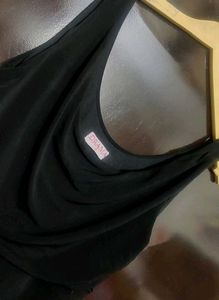 Black Ruched Sleeveless Top For 32 Bust