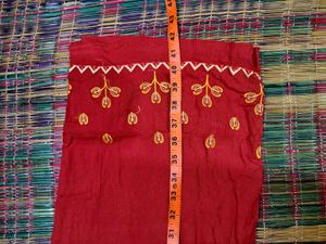 Green Kurta Set with Red Bottom