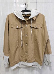 V-CHANGE Stylish Beige Distressed Hooded Jacket