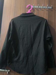 Classic Black Textured Button-Up Shirt