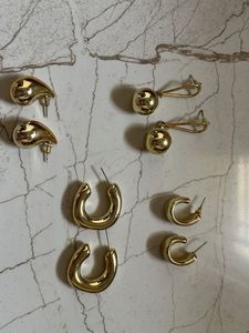 Gold Tone Earring Set - 4 Pairs