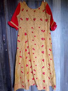 Elegant Beige Floral Ethnic Gown