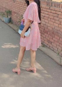 Cute Pink Floral Mini Dress