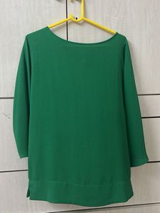 Solid Green Boat Neck Top