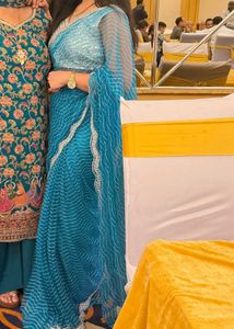 Stunning Blue Sequined Saree