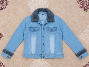 Denim Jacket with Fur Trim