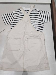 Kids Off-White Denim Overalls &amp; Striped shirt