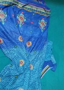 Beautiful Blue Embroidered Saree