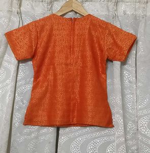 Elegant Orange &amp; Gold Indian Outfit for Kids