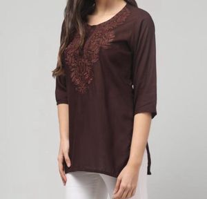 Embroidered Brown Kurta
