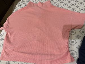 Pink Ribbed Cut-Out Top