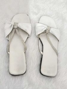 🎀 White Bow Sandals with Rhinestone Straps 🥰