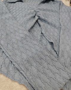 Ruched V-Neck Long Sleeve Top