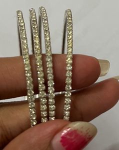 Silver Coloured White Stone Bangles